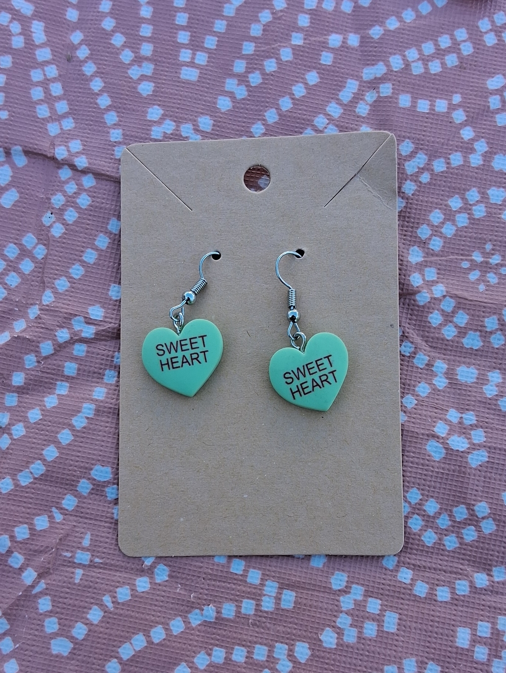 Sweet Heart Mint Green Heart Dangle Earrings